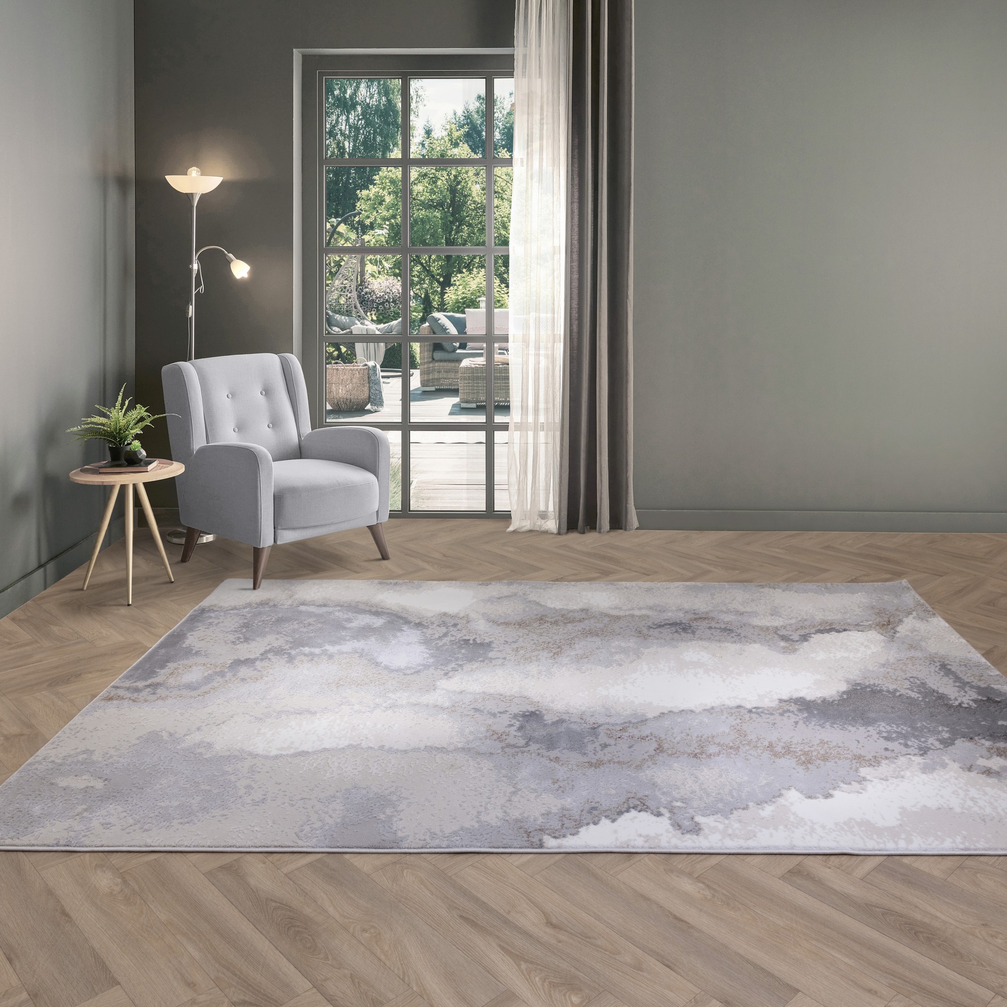 Stellar St03 Modern Abstract High Shine Rugs In Beige Natural